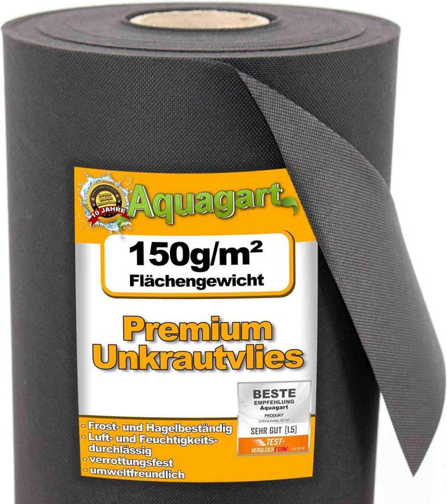 Produktbild Aquagart 6m² Gartenvlies Unkrautvlies Unkrautfolie Mulchfolie Mulchvlies 150g 1,2m breit