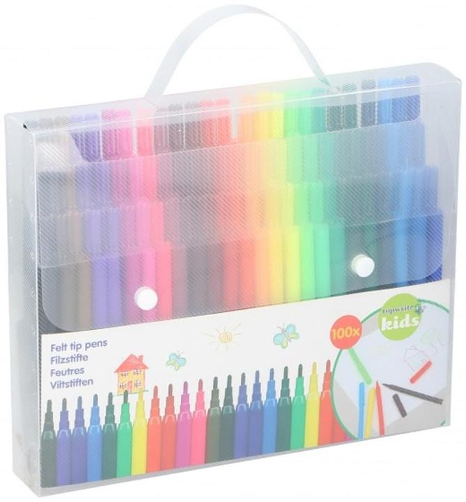 Topwrite Filzstifte 100tlg (Orange, Rosa, Grün, Gelb, Schwarz, Blau, Braun, Violett, Rot, 100 x)