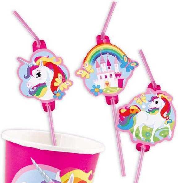 Actual product image Amscan Drinking Straws Unicorn Rainbow (8 x)