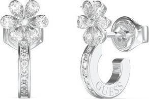 Guess Steel Semicircular Earrings With Lily Flowers