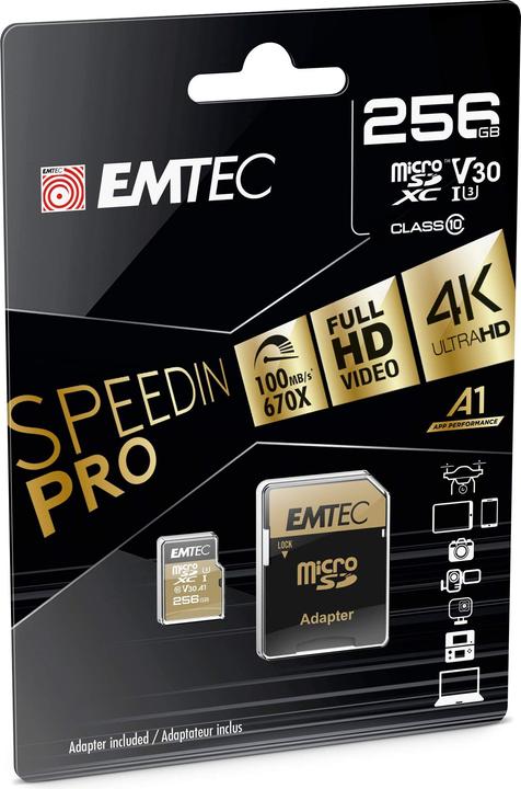 Actual product image Emtec SpeedIN Pro (256 GB, microSDXC, U3, UHS-I)