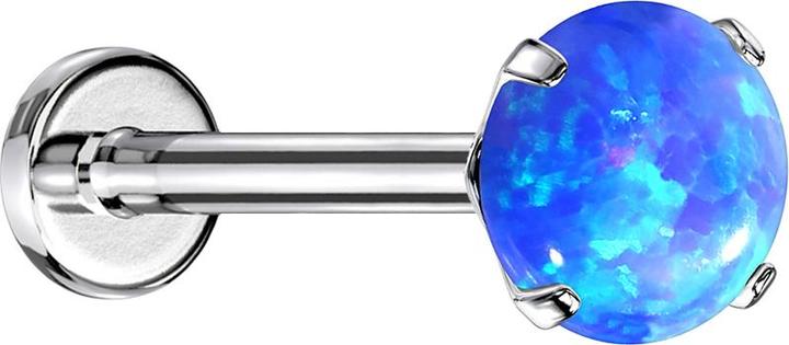 Produktbild Star Piercing Micro Threadless Labret silber Opal blau gefasst (Chirurgenstahl 316L)