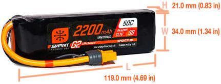 Actual product image Spektrum 2200mAh 3S 11.1V Smart G2 LiPo 50C IC3 (11.10 V, 2200 mAh)