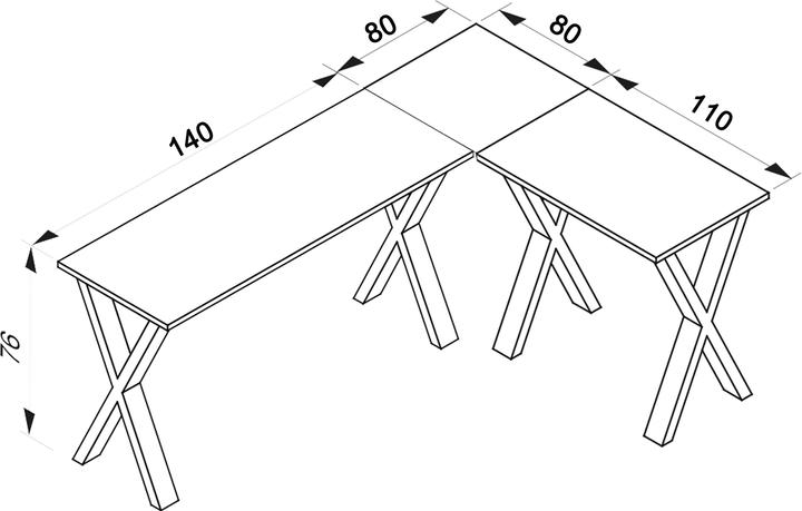Produktbild VCM Büromöbel Eckschreibtisch Lona T. 80 cm X Silber (220 x 80 x 76 cm)