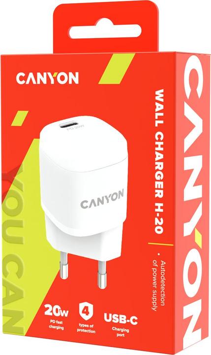 Produktbild Canyon Ladegerät 1xUSB-C 20W Power Delivery white retail (20 W)