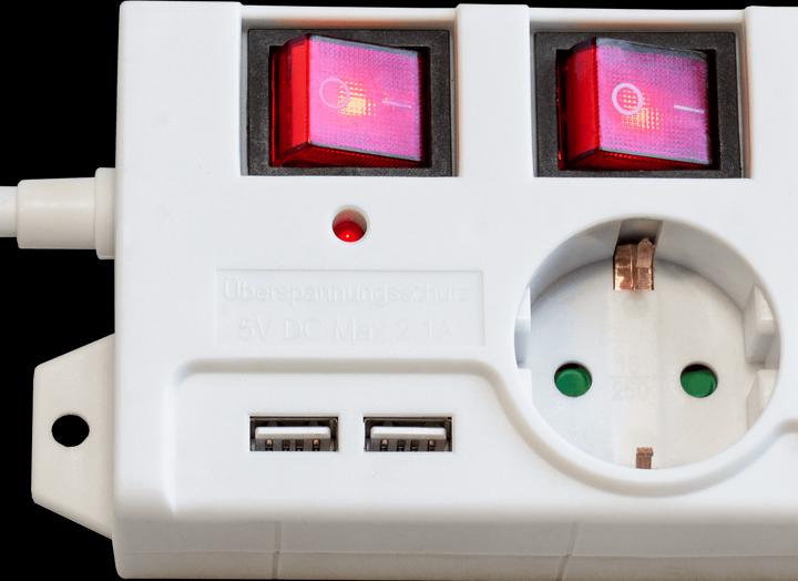 Actual product image FeinTech MD000652 6-Fach Steckdosenleiste einzeln schaltbar mit 2x USB (6 x)