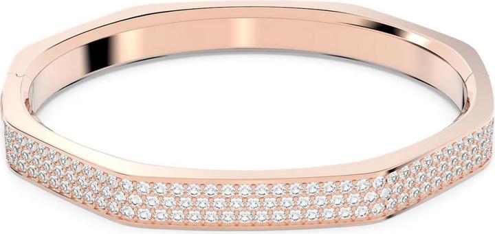 Swarovski Dextera Armreif Achteckform Pavé Mittel Weiss Roségold (Swarovski Metall)