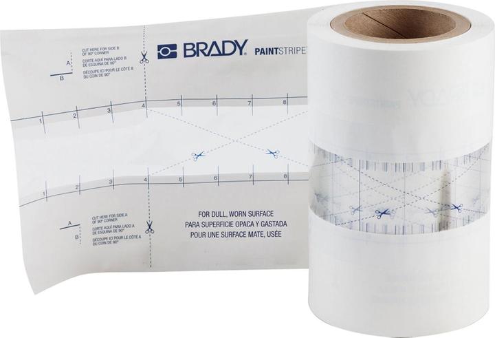 Actual product image Brady PaintStripe stencil - continuous line, polyester, transparent/white, 50.80 mm x 30.50 m