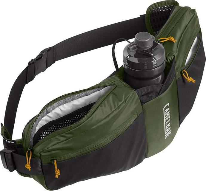 Actual product image Camelbak Podium Flow 4L Cycling Hydration Belt - Army Green/Black - with 21oz - 600ml Water Bottle