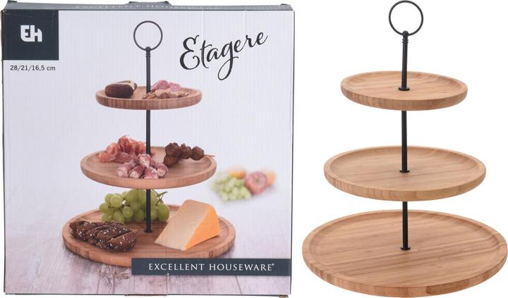 Produktbild Inda-Exclusiv Bambus-Etagere Runde Servierregal 3-stöckig Ø28xH35cm