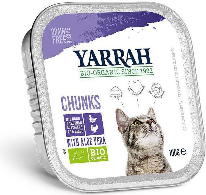 Produktbild Yarrah Bio-Nassfutter Chunks mit Huhn & Truthahn, 16 x 100 g (Adult, 16 Stk., 1600 g)