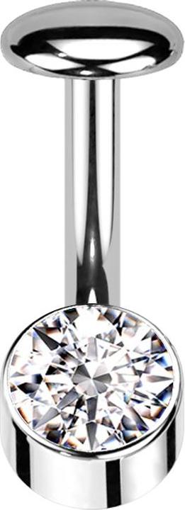 Star Piercing Threadless Labret-Stab Banane silber Zylinder silber Kristall silber (Titan G23)