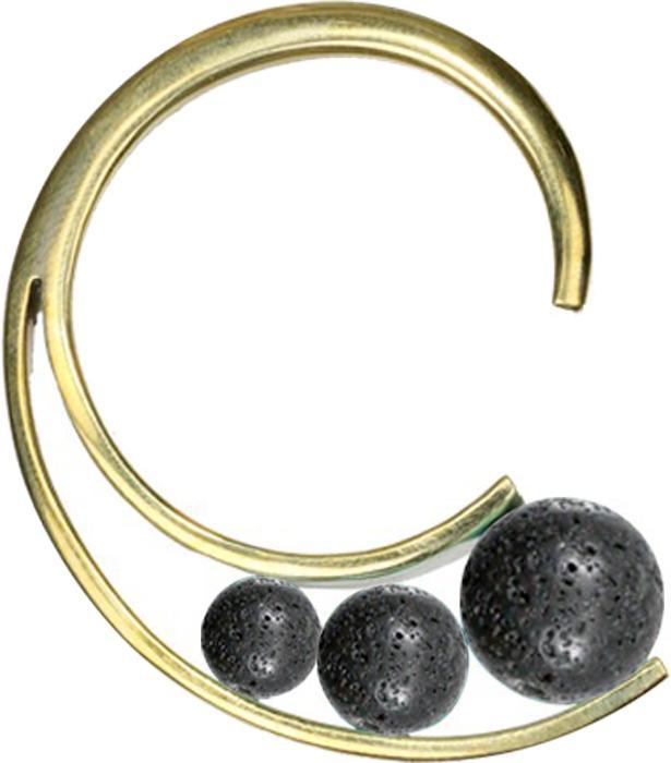 Image du produit Star Piercing Ohrgewicht Haken vergoldet mit drei Lava Steinen (Laiton, Minéral)