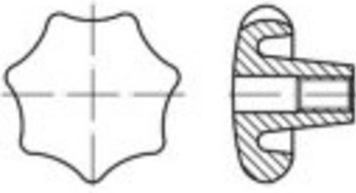 Actual product image Toolcraft Art.KU Form K-St Star grips, K with threaded bush St.galv. Dimension: K 40 M 8 (10 pcs.)