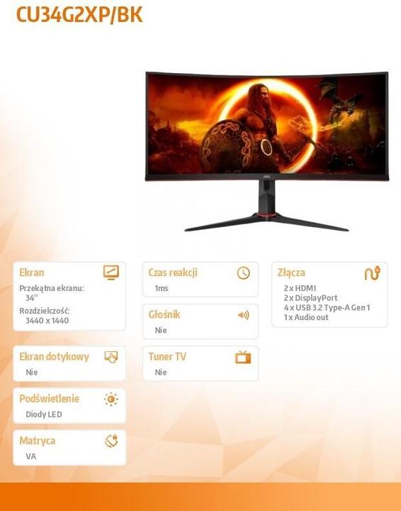 Image du produit AOC CU34G2XP/BK (3440 x 1440 pixels, 34")