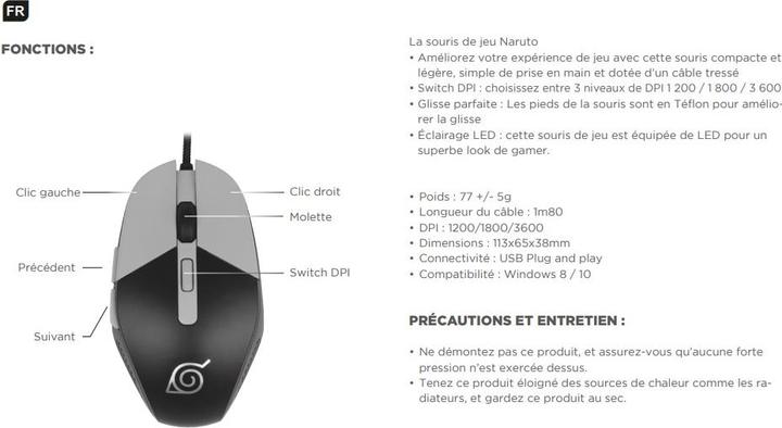 Actual product image Konix Naruto Shippuden Gaming Mouse Naruto (Cable)