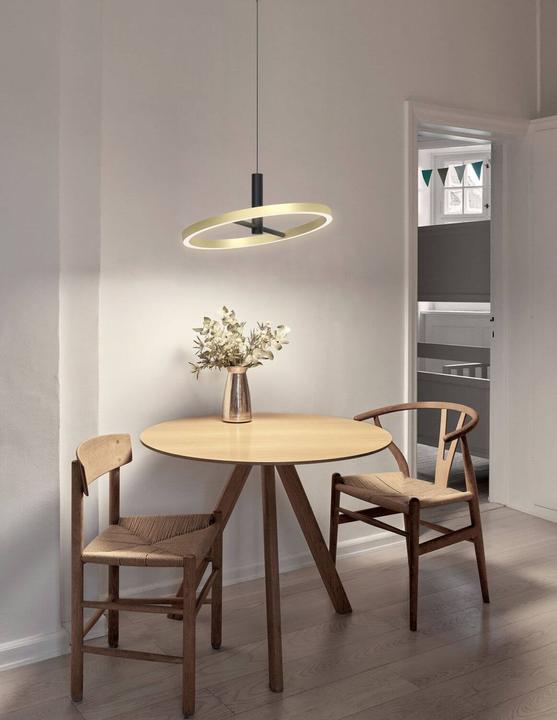 Produktbild Wofi Brest LED Pendelleuchte Schwarz-Gold 18W Warmweiss 3-Stufen Dimmbar 6016-104L