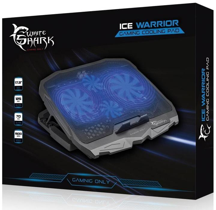 Actual product image Cooling stand for laptop Shark Ice Warrior, up to 17.3 ", 4 fans, blue backlight