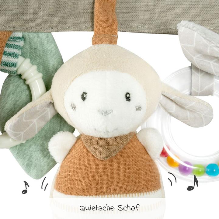 Image du produit Fehn Kinderwagenketten Kinderwagenkette mit Rassel & Quietsche - Esel & Schaf