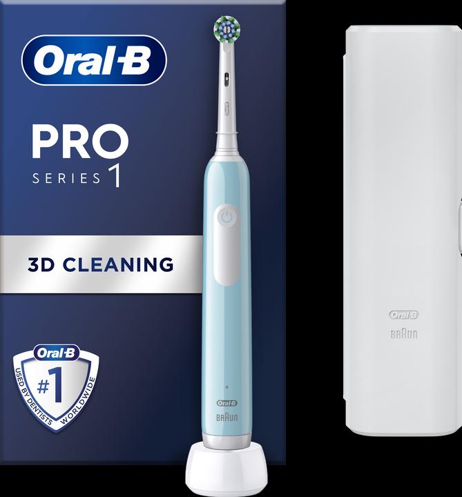 Actual product image Oral-B Pro Series 1 Electric Toothbrush with Travel case, Caribbean Blue (Oscillating toothbrush)