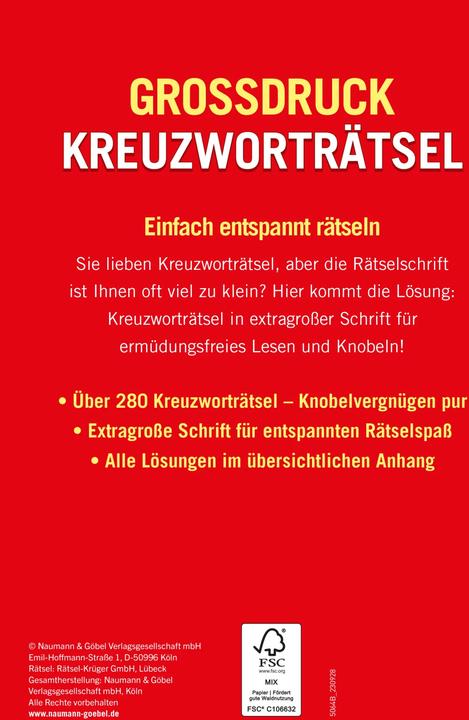 Produktbild Grossdruck Kreuzworträtsel - Band 1 (Deutsch, 2024)