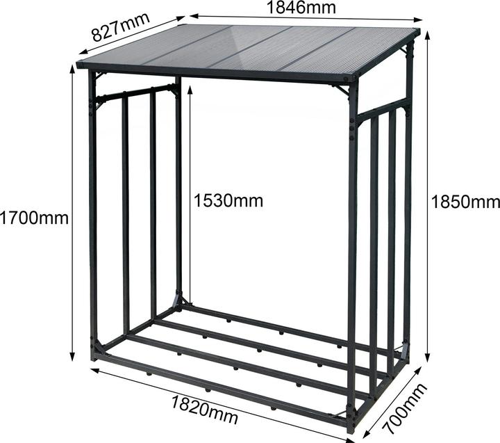 Produktbild Toboli Kaminholzregal (185 x 70 x 185 cm)