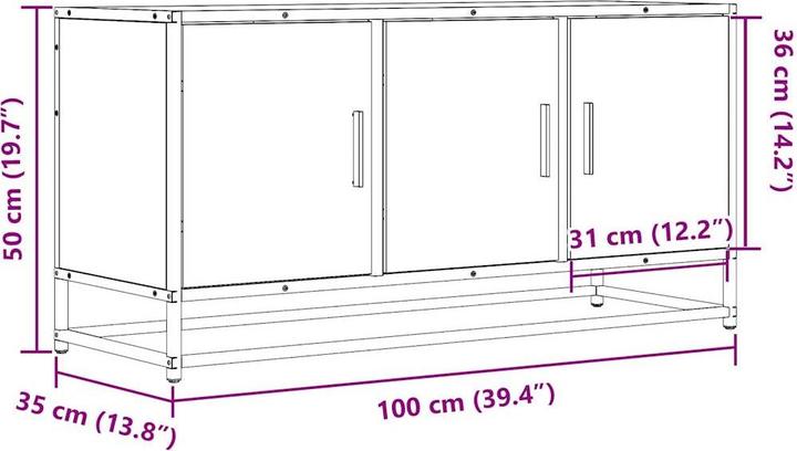 Image du produit VidaXL Armoire TV Lowboard Meuble TV Chêne Sonoma (100 x 35 x 50 cm)