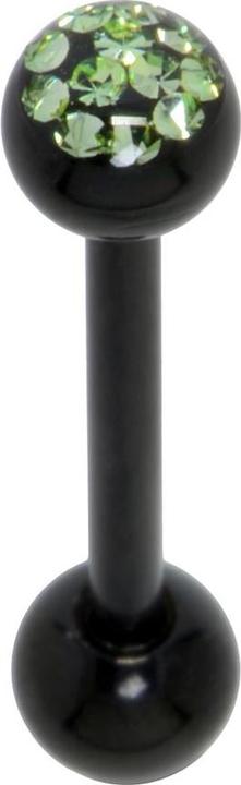 Bijouteria Zungenpiercing (Epoxiharz, Kristall, PVD Beschichtung (schwarz), Chirurgenstahl 316L)