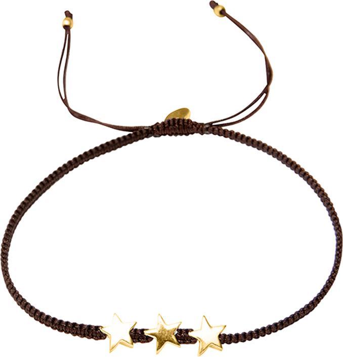 Leyda Armband Stern (21 cm, Silber 925, vergoldet 750 / 18 K Gold, Baumwolle)