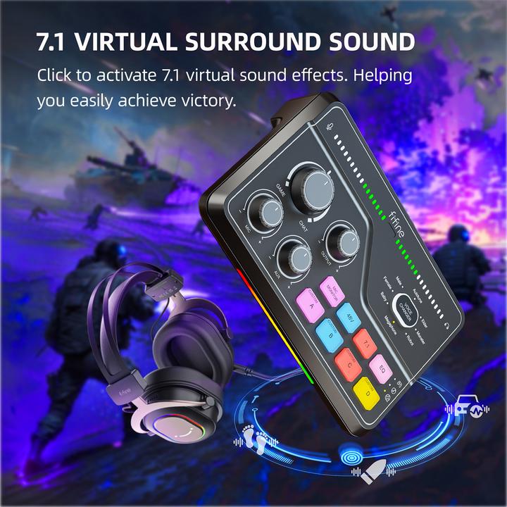 Actual product image Fifine Gaming Audio Mixer SC8 (Studio- and Livemixer)