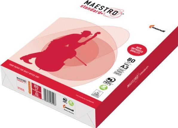 Actual product image Igepa Kopierpapier Maestro Standard Plus DIN A3, 80g/qm, weiss, Weissegrad 161 CIE, Packung à 500 Blatt (80 g/m²)