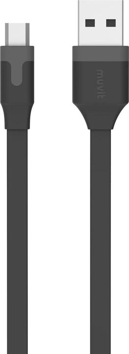 Produktbild Muvit Tab Cable Plat Charge & Synchro 2.4a Usb/Micro-Usb 1m Noir (1 m, USB 2.0)