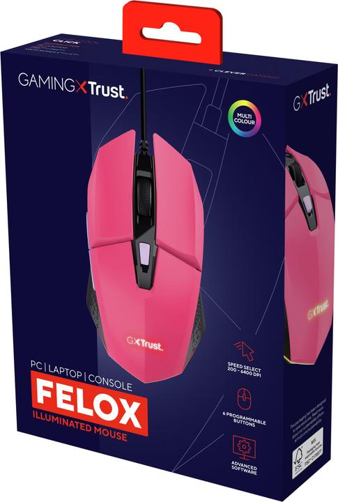 Actual product image Trust Gxt109p Felox Gaming Mouse Pink (Cable)