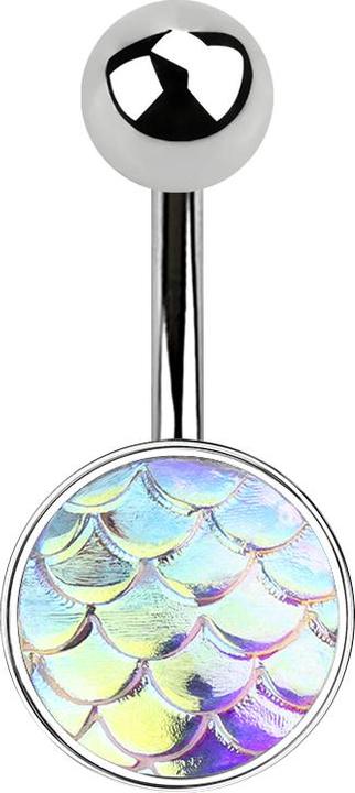 Star Piercing Banane silber mit Fischschuppen multicolor (Messing, Chirurgenstahl 316L)