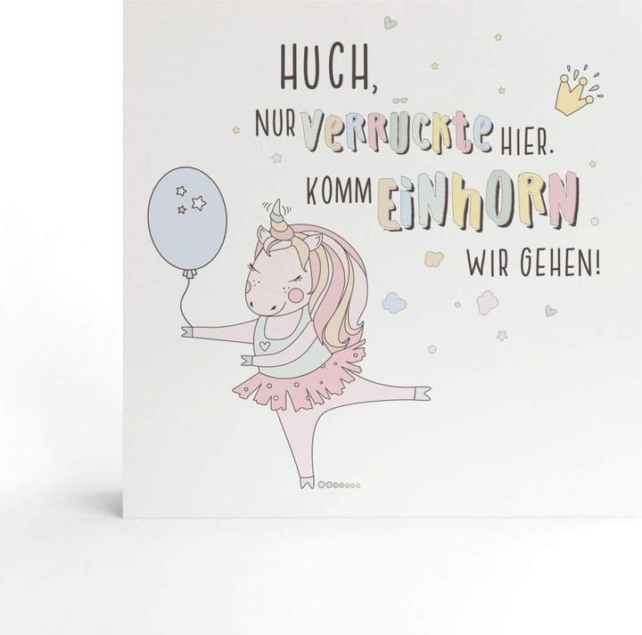 Produktbild Trenddeko zum Hinstellen - Huch, nur verrückte hier, komm Einhorn wir gehen (15 x 15 cm)