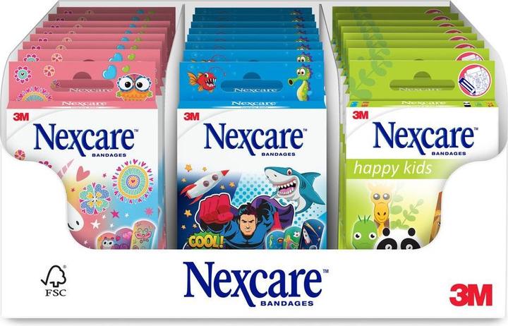 3M Nexcare Display Kinderpflaster Mixed Happy Kids 24 Stück (1 x)