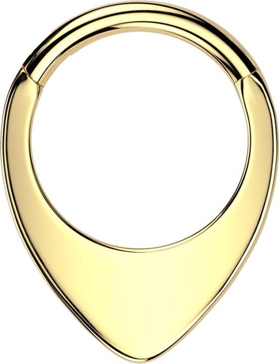 Star Piercing Micro Segmentring klappbar vergoldet Tropfenschild (Titan G23, ohne Messing)