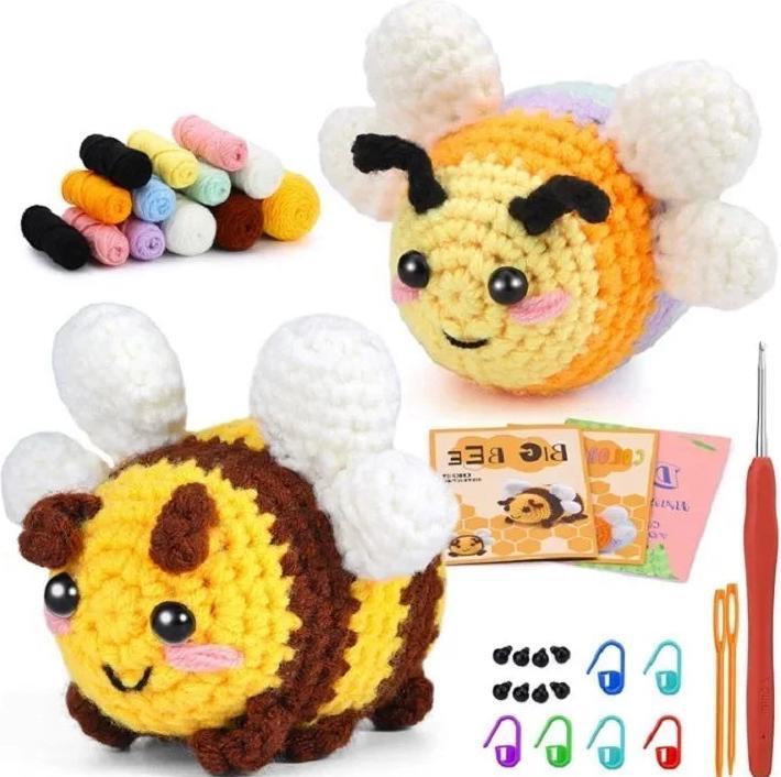 Image du produit Activity Board Little Bee set de crochet pour débutants avec tutoriel vidéo fil à tricoter en coton aiguilles en