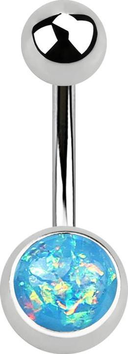 Star Piercing Banane silber mit Opal Glitter aqua (Chirurgenstahl 316L, ohne Messing)