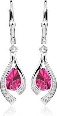 JVD Glittering silver earrings with pink zircons SVLE0010SH8R100