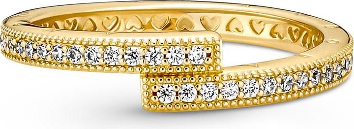 Actual product image Pandora Logo 14k Gold Sparkling Overlapping Ring (48)