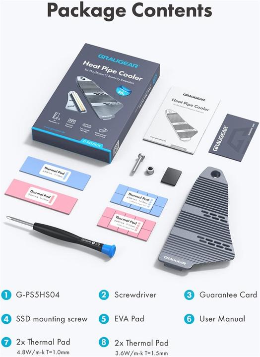Produktbild Graugear Kühlkörper SSD M.2NVMe 2230,2242,2260,2280 für PS5