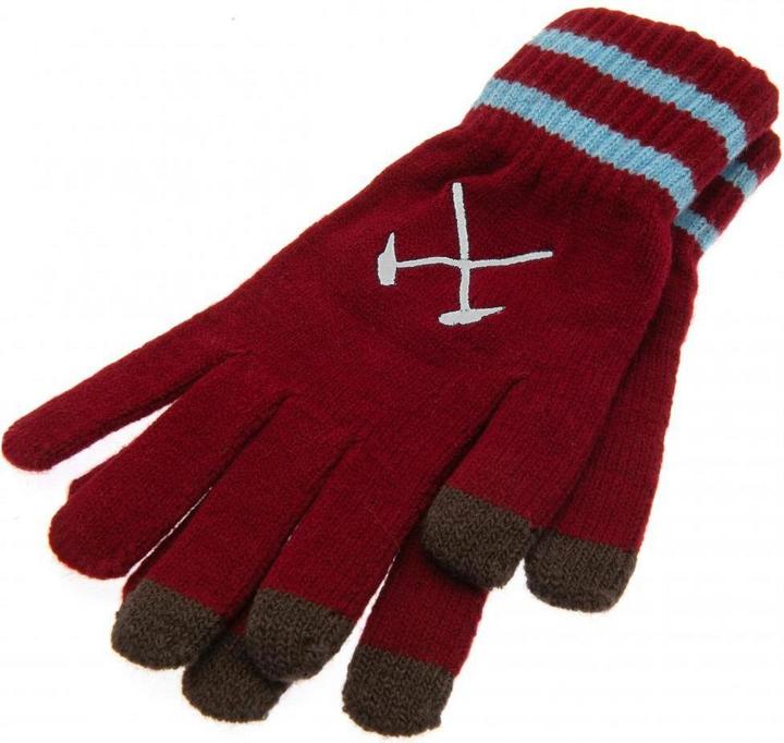 Actual product image West Ham United FC Crest Touchscreen Gloves Jersey Fabric (One size)