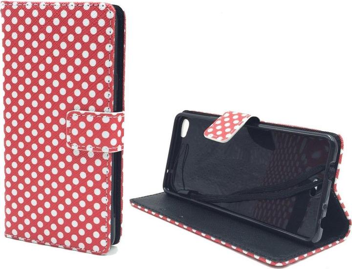 Produktbild König Design Schutz Hülle für Wiko Highway Pure Polka Dot Rot Tasche Cover + 1 Panzer Schutz Glas (Wiko Highway Pure)