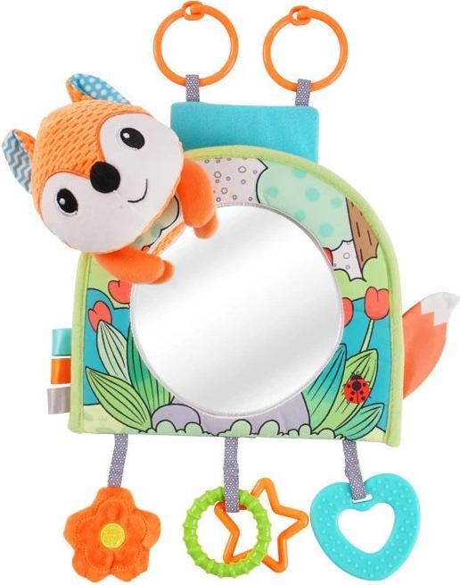 Actual product image Activity Board Baby Mirror Car Seat Toy Behind Teether and Crinkle Pape Fun Travel Infant Tummy Time