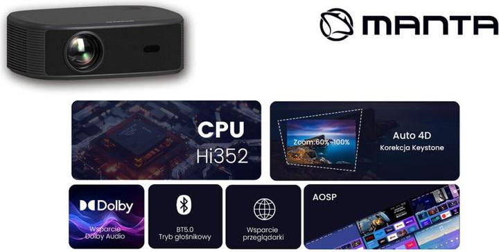 Image du produit Manta PMA502A24 Projecteur MultiVision PRO SMART TV (800 lm)