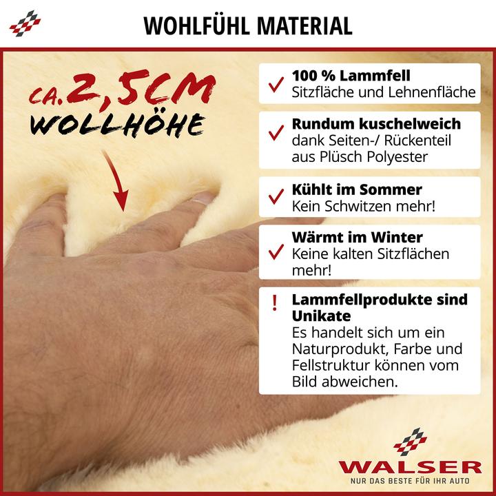 Produktbild Walser Autositzbezug Maya aus Lammfell, PKW-Schonbezug Einzelsitz, Lammfellbezug anthrazit