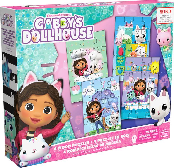 Productafbeelding Spin Master Gabby's Poppenhuis, Coffret de 4 puzzels en bois de 12, 16, 20 et 24 pièces, puzzels voor kinderen (24 onderdelen)