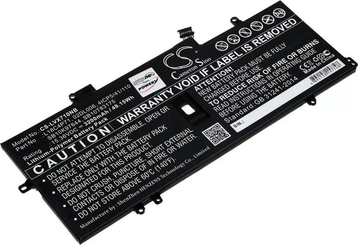 Produktbild AccuCell Akku Lenovo ThinkPad X1 Carbon 2019, 7. Gen, Typ L18C4P71 u.a. (3200 mAh)