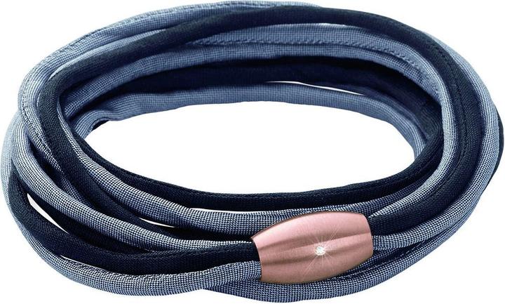 Xen Seidenarmband grau/schwarz mit Brillant Magnetverschluss Längen zur Wahl (59 cm, Seide und Edelstahl)